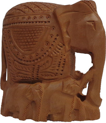 

LAVANSHI 4" Kadamba Wood Elephant Idol Decorative Showpiece - 10 cm(Wooden, Brown)