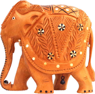 

LAVANSHI 5" kadamba wood elephant idol Decorative Showpiece - 13 cm(Wooden, Brown)