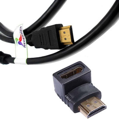 

Redeemer TV-out Cable Combo of 3 Meter HDMI Cable And Male to Female L Shape Connector(Black, For Computer, 3 m)
