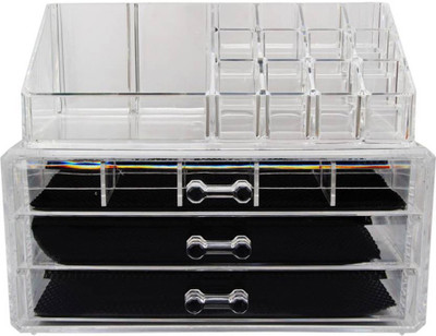 

Evana Acrylic Makeup Box Different Compartments Makeup and Jewellery Vanity Box(Clear)
