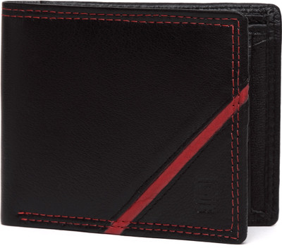 

U+N Men Black Genuine Leather Wallet(6 Card Slots)