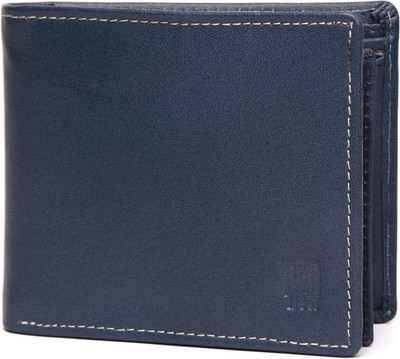 

U+N Men Blue Genuine Leather Wallet(6 Card Slots)