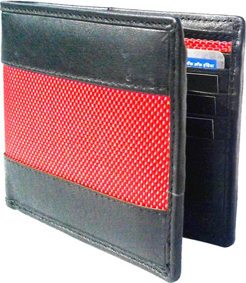 

NUKAICHAU Men Red Genuine Leather Wallet(8 Card Slots), Cobo blk red 8