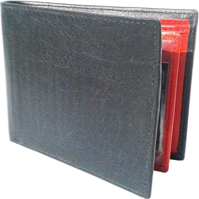 

NUKAICHAU Men Red Genuine Leather Card Holder(7 Card Slots), Lakh blk red 7b