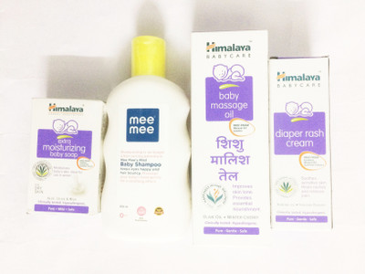 

Himalaya baby oil, baby soap, baby diaper rash cream, mee mee shampoo(White)