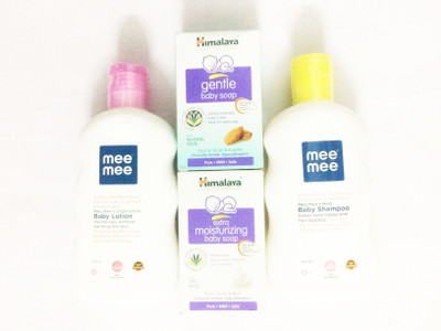 

Himalaya baby soap, mee mee lotion, mee mee shampoo(White)