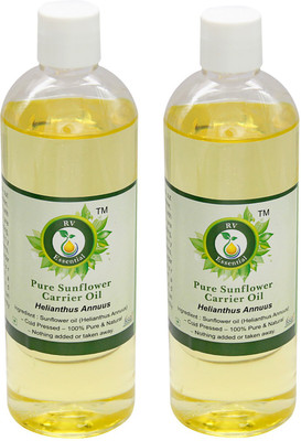 

R V Essential Pure Sunflower Carrier Oil (100ml+100ml) Pack of Two- Helianthus Annuus (100% Pure and Natural Cold Pressed)(200 ml)