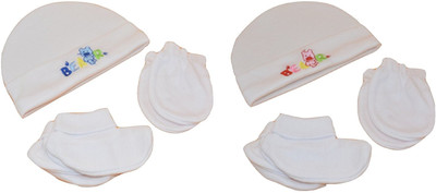 

Baby Bucket Premium Quality Light Weight Regular Fit Hosiery Material Stretchable Baby Caps,Mittens and Booties Set(Multicolor)