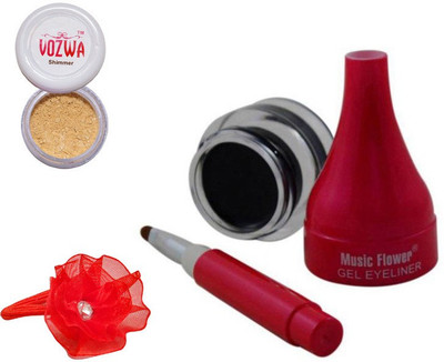 

Vozwa Golden Shimmer Powder, Music Flower Gel Eyeliner and band(Set of 3)