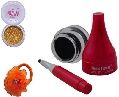 

Vozwa Golden Gilliter Powder, Music Flower Gel Eyeliner and band(Set of 3)