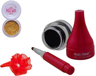 

Vozwa Golden Gilliter Powder, Music Flower Gel Eyeliner and band(Set of 3)
