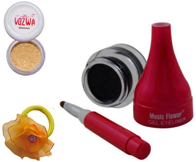 

Vozwa Golden Shimmer Powder, Music Flower Gel Eyeliner and band(Set of 3)