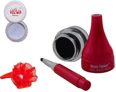 

Vozwa Silver Shimmer Powder, Music Flower Gel Eyeliner and band(Set of 3)