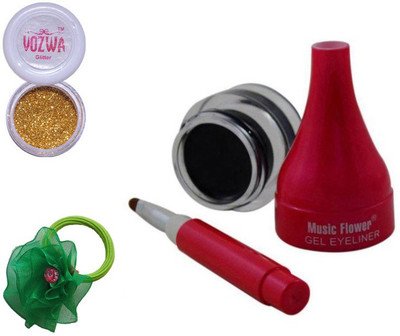 

Vozwa Golden Gilliter Powder, Music Flower Gel Eyeliner and band(Set of 3)