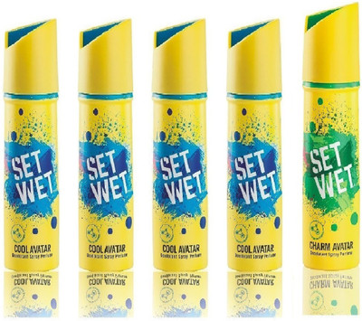 

Set Wet 4 Cool Avatar And 1 Charm Avatar ( Set of 5 _ Deodorant Spray - For Men(150 ml, Pack of 5)