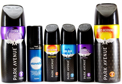 

Park Avenue Good Morning, Storm, Elevate Combo Pack Deodorant Spray - For Men(306 g, Pack of 6)