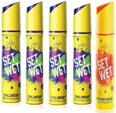 

Set Wet 4 Chill Avatar And 1 Mischief Avatar set of 5 Deodorant Spray - For Men(150 ml, Pack of 5)