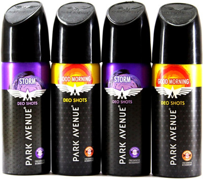 

Park Avenue Good Morning & Storm Deo Shots - 4cs Pack 27g Each Deodorant Spray - For Men(108 g, Pack of 4)