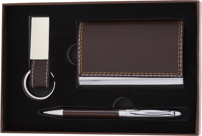 

EZ Life 1 Compartments PU leather, Metal Visiting card holder(Brown)