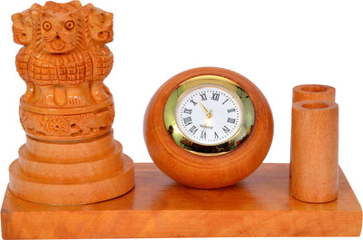 

Craft Trade 2 Compartments Wooden Pen Stand(Brown)
