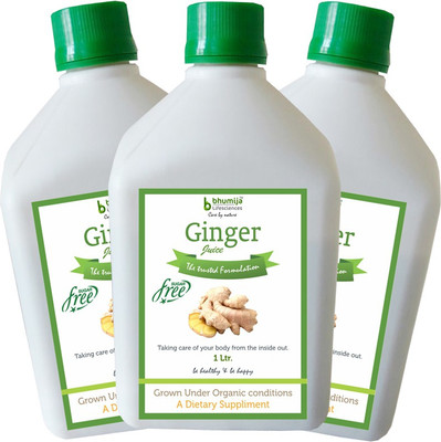 

Bhumija Lifesciences Ginger Juice (Sugar Free) Energy Drink(3x1 L, Unflavoured Flavored)