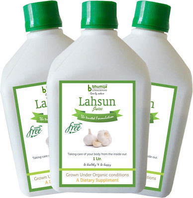 

Bhumija Lifesciences Lahsun Juice (Sugar Free) Energy Drink(3x1 L, Unflavoured Flavored)