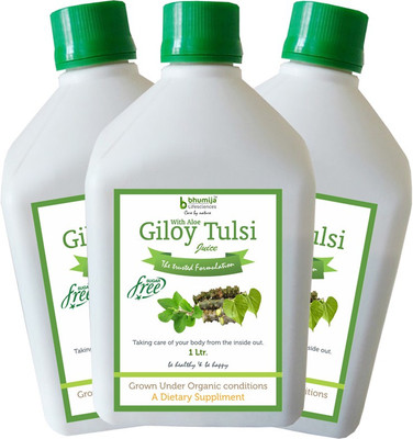 

Bhumija Lifesciences Giloy Tulsi Juice (Sugar Free) Energy Drink(3x1 L, Unflavoured Flavored)