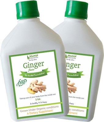 

Bhumija Lifesciences Ginger Juice (Sugar Free) Energy Drink(2x1 L, Unflavoured Flavored)