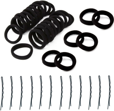 

Out Of Box 30 Piece Black Ribbed Elastic Rubber Band, Hair Clip(Black)