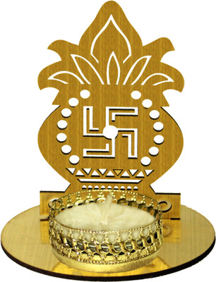 

Bliss SHADOW DIYA Wooden 1 - Cup Tealight Holder Set(Gold, Pack of 1)