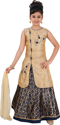 

Saarah Girls Lehenga Choli Ethnic Wear Self Design Lehenga, Choli and Dupatta Set(Beige, Pack of 1