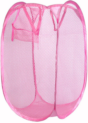 

bajrang Laundry Basket/Bag for storage of Clothes/Toys Medium Size (Pink)(01pc.) Laundry Trolley(Pink)
