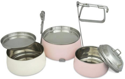 

Elan LWE14024AH3 3 Containers Lunch Box(550 ml), Off white;pink
