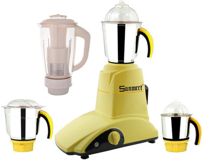 

Sunmeet New_MG16-397MA 750 W Juicer Mixer Grinder(Yellow, 4 Jars)