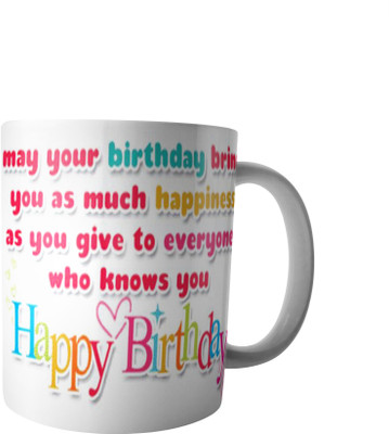 

PrintVisa Happy Birthday Designer Ceramic Mug(300 ml), Multicolor