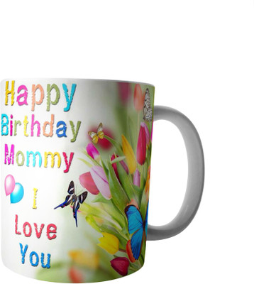 

PrintVisa Happy Birthday Mumy Ceramic Mug(300 ml), Multicolor