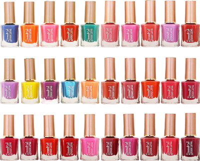 

Aroma Care Wholesale Market Rate Nail Polish Color Lacquer Set Of 30 Pcs (ACHIP09) Blue, Orange, Pink, Red, Green, Purple, Yellow, Peach(Pack of 30)