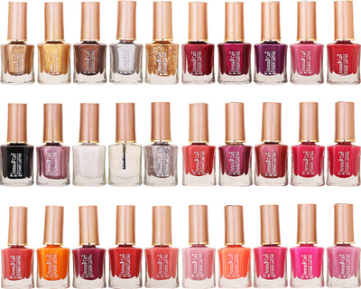 

Aroma Care Wholesale Market Rate Nail Polish Color Lacquer Set Of 30 Pcs (ACHIP083) Golden, Brown, Black, White, Pink, Orange, Peach, Mauve, Red, Maroon, Purple(Pack of 30)