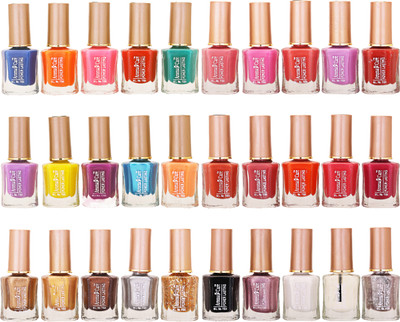 

Aroma Care Wholesale Market Rate Nail Polish Color Lacquer Set Of 30 Pcs (ACHIP010) Blue, Orange, Pink, Red, Green, Purple, Yellow, Peach, Golden, Brown, Black, White(Pack of 30)