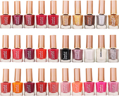 

Aroma Care Wholesale Market Rate Nail Polish Color Lacquer Set Of 30 Pcs (ACHIP071) Pink, Orange, Purple, Golden, Brown, Black, White, Red, Mauve(Pack of 30)