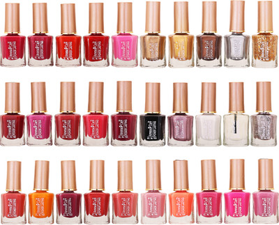 

Aroma Care Wholesale Market Rate Nail Polish Color Lacquer Set Of 30 Pcs (ACHIP077) Orange, Red, Pink, Mauve, Golden, Brown, Black, White, Peach, Mauve(Pack of 30)
