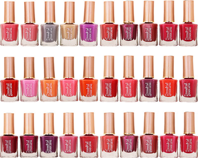 

Aroma Care Wholesale Market Rate Nail Polish Color Lacquer Set Of 30 Pcs (ACHIP038) Peach, Tan, Purple, Red, Pink, Orange, Maroon(Pack of 30)