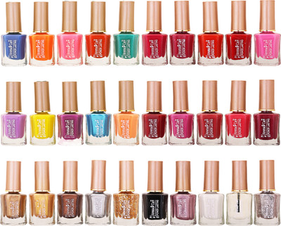 

Aroma Care Wholesale Market Rate Nail Polish Color Lacquer Set Of 30 Pcs (ACHIP019) Blue, Orange, Pink, Red, Green, Purple, Yellow, Golden, Brown, Black, White(Pack of 30)