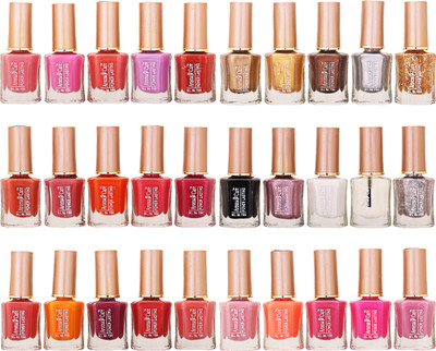 

Aroma Care Wholesale Market Rate Nail Polish Color Lacquer Set Of 30 Pcs (ACHIP061) Peach, Pink, Purple, Red, Orange, Golden, Brown, Black, White, Mauve(Pack of 30)