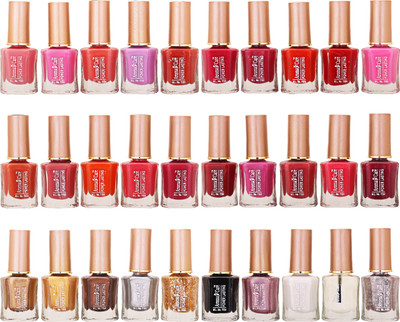 

Aroma Care Wholesale Market Rate Nail Polish Color Lacquer Set Of 30 Pcs (ACHIP055) Peach, Pink, Purple, Red, Orange, Mauve, Golden, Brown, Black, White(Pack of 30)