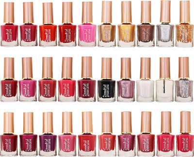 

Aroma Care Wholesale Market Rate Nail Polish Color Lacquer Set Of 30 Pcs (ACHIP076) Orange, Red, Pink, Mauve, Golden, Brown, Black, White, Maroon, Purple(Pack of 30)
