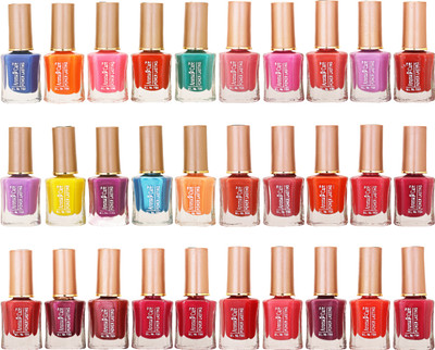 

Aroma Care Wholesale Market Rate Nail Polish Color Lacquer Set Of 30 Pcs (ACHIP08) Blue, Orange, Pink, Red, Green, Purple, Yellow, Peach(Pack of 30)