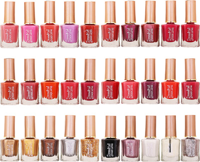 

Aroma Care Wholesale Market Rate Nail Polish Color Lacquer Set Of 30 Pcs (ACHIP051) Peach, Pink, Purple, Red, Orange, Golden, Brown, Black, White(Pack of 30)
