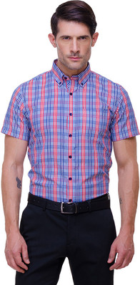 CHOKORE Men Checkered Formal Light Blue Shirt