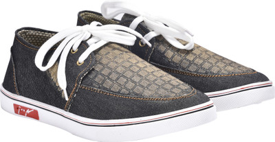 

WalkJump black stylish canvas shoes, trendy Sneakers For Men(Black